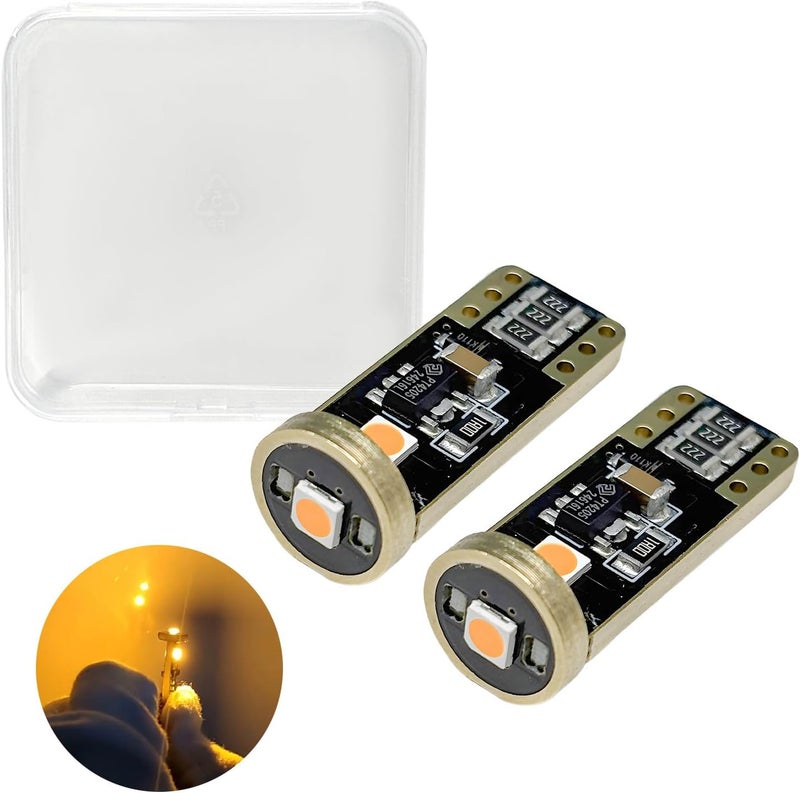 SHMZK لمبة LED 194 2PCS 6000K، خالية من أخطاء CANBUS T10 168 2825 W5W، لمبة LED بديلة، لمبة LED فائقة السطوع لداخل السيارة، ضوء لوحة الترخيص (ذهبي) - Image 1